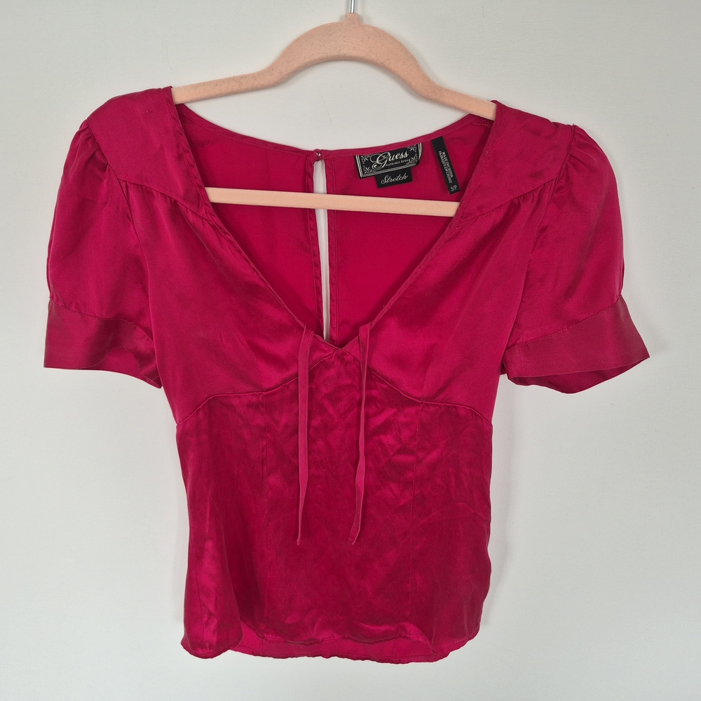 🩷Women's Fuschia Red Silk Top